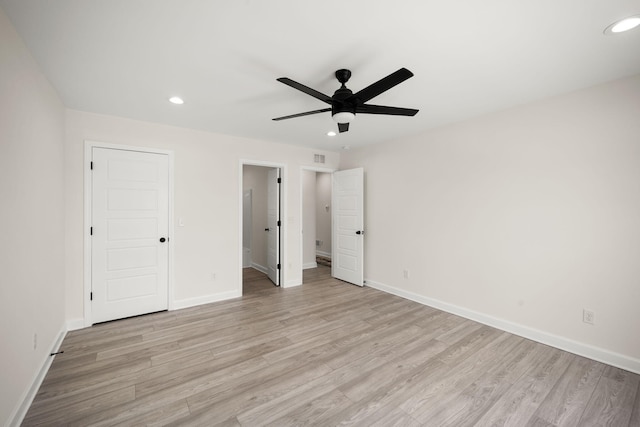 877 Hideaway Dr, Somerset, KY 42503 - unfurnished bedroom featuring light wood-type flooring, recessed lighting, baseboards, and a ceiling fan