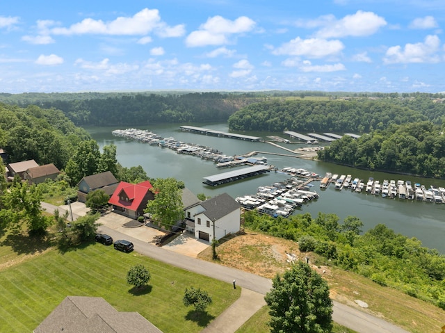 877 Hideaway Dr, Somerset, KY 42503 - drone / aerial view of numerous boat docks and a nearby body of water