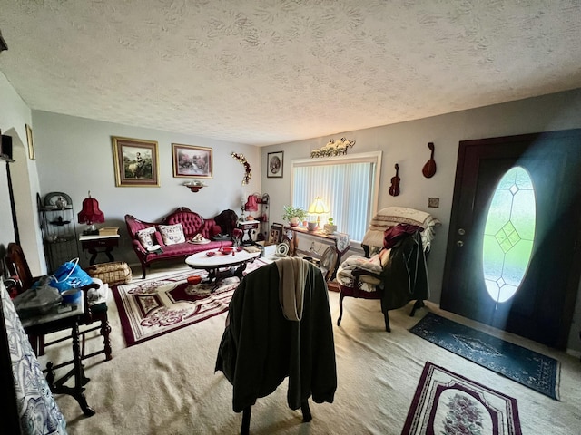 2369 Big Cave Rd, Mount Vernon, KY 40456 - carpeted living room featuring a textured ceiling and plenty of natural light