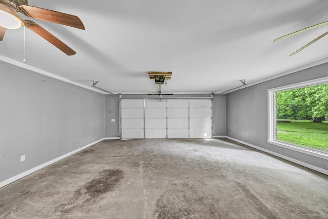399 Stonecrest Rd, Winchester, KY 40391 - garage featuring baseboards, ceiling fan, and a garage door opener