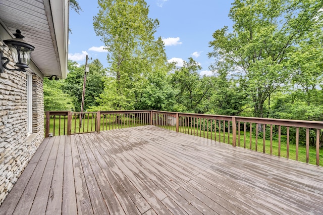 399 Stonecrest Rd, Winchester, KY 40391 - wooden deck featuring view of wooded area and a lawn