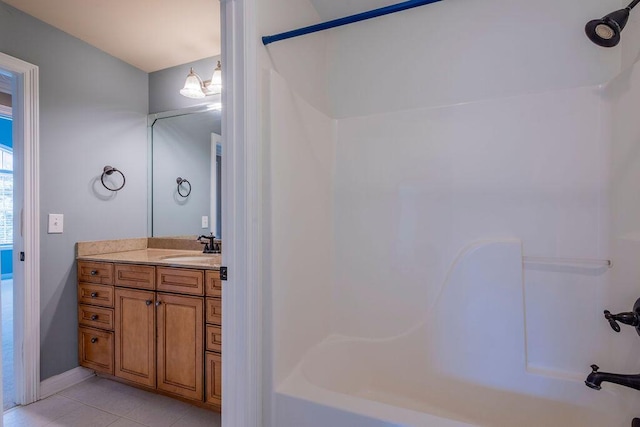 2433 San Milano Pl, Lexington, KY 40509 - full bathroom with bathing tub / shower combination, vanity, tile patterned floors, and baseboards