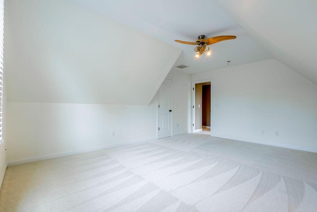 2433 San Milano Pl, Lexington, KY 40509 - additional living space with lofted ceiling, light colored carpet, baseboards, and a ceiling fan