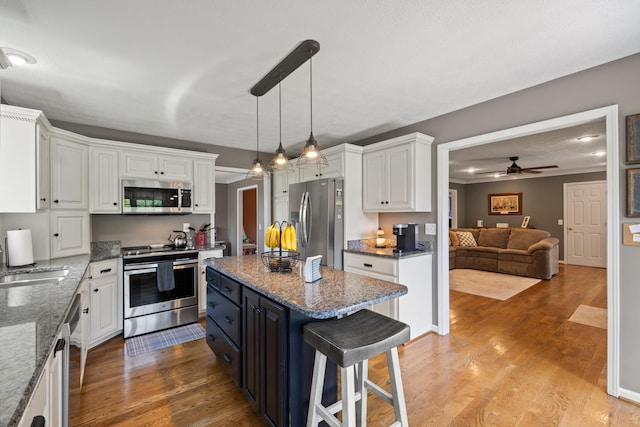 105 Wellington Cv, Danville, KY 40422 - kitchen featuring stainless steel appliances, white cabinetry, and a center island
