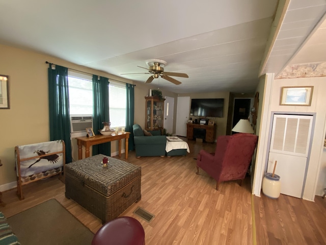 353 Stephens Dr, Somerset, KY 42501 - living area with light wood-type flooring, a ceiling fan, and cooling unit