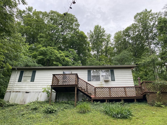 353 Stephens Dr, Somerset, KY 42501 - rear view of house featuring a wooden deck, cooling unit, and stairway