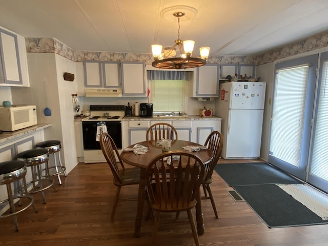 353 Stephens Dr, Somerset, KY 42501 - dining space featuring a chandelier and dark wood-style floors