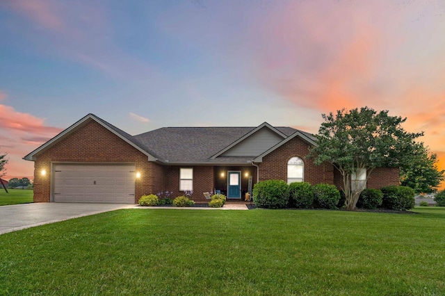 468 Whisper Woods Dr, Somerset, KY 42503 - ranch-style house with brick siding, a garage, driveway, and a front yard