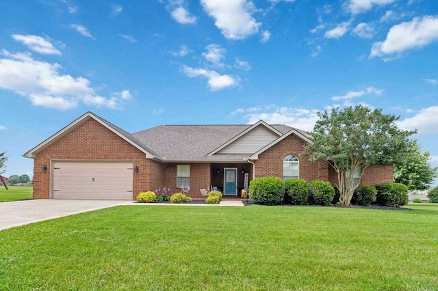 468 Whisper Woods Dr, Somerset, KY 42503 - ranch-style home with a garage, brick siding, a front yard, and driveway