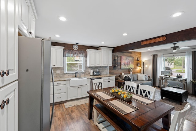 795 Allendale Dr, Lexington, KY 40503 - dining area with wood finished floors, recessed lighting, and a ceiling fan