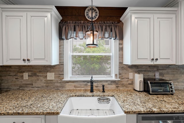 795 Allendale Dr, Lexington, KY 40503 - kitchen with a sink, white cabinetry, tasteful backsplash, and dishwasher
