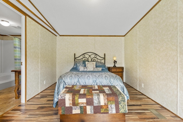 6125 Cincinnati Pike, Sadieville, KY 40370 - bedroom with ornamental molding, wood finished floors, and vaulted ceiling