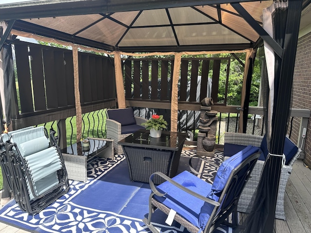 1404 Clubhouse Ln, Mt Sterling, KY 40353 - view of patio with a gazebo, an outdoor living space, and a deck