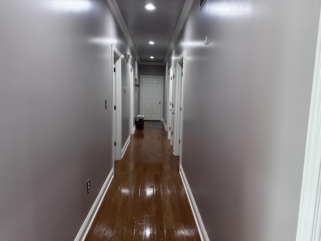 1404 Clubhouse Ln, Mt Sterling, KY 40353 - hall with dark wood-style flooring, ornamental molding, baseboards, and recessed lighting