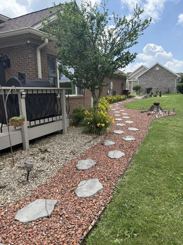 1404 Clubhouse Ln, Mt Sterling, KY 40353 - view of green lawn with a deck