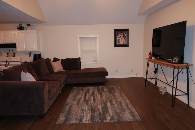 557 Chestnut St, Lexington, KY 40508 - living area featuring lofted ceiling, dark wood-type flooring, and baseboards