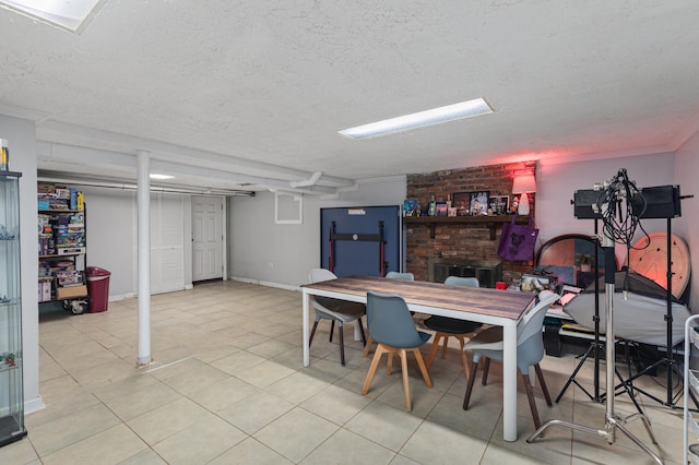 1128 Kiowa Trl, Frankfort, KY 40601 - dining space with a textured ceiling and a fireplace