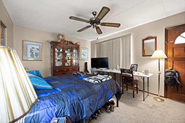 600 Tug Branch Rd, Clay City, KY 40312 - bedroom featuring carpet floors, a ceiling fan, a desk, and baseboards