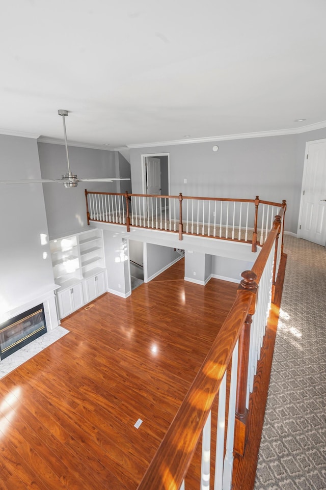 244 Chippendale Cir, Lexington, KY 40517 - hallway featuring crown molding, an upstairs landing, and wood finished floors