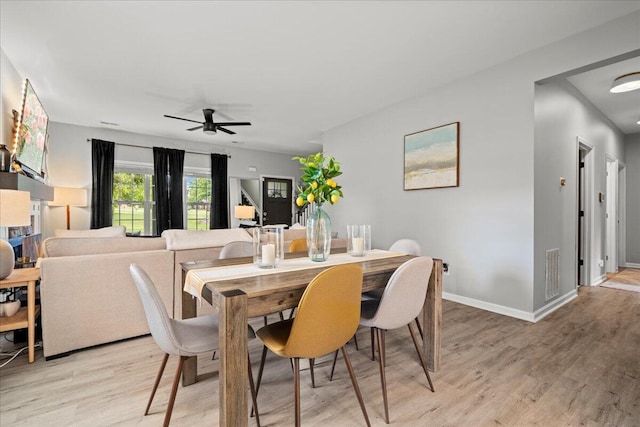 588 E Fifth St, Lexington, KY 40508 - dining area featuring light wood-style flooring, ceiling fan, and baseboards