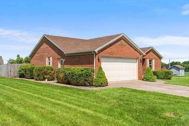 174 Shirdell Dr, Richmond, KY 40475 - view of front of house featuring brick siding, an attached garage, concrete driveway, and a shingled roof