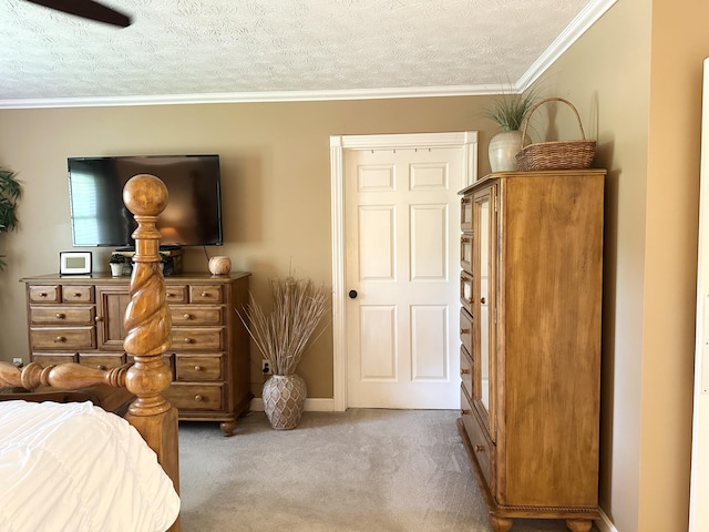 153 Pine Trail Rd, London, KY 40744 - carpeted bedroom featuring a textured ceiling and ornamental molding