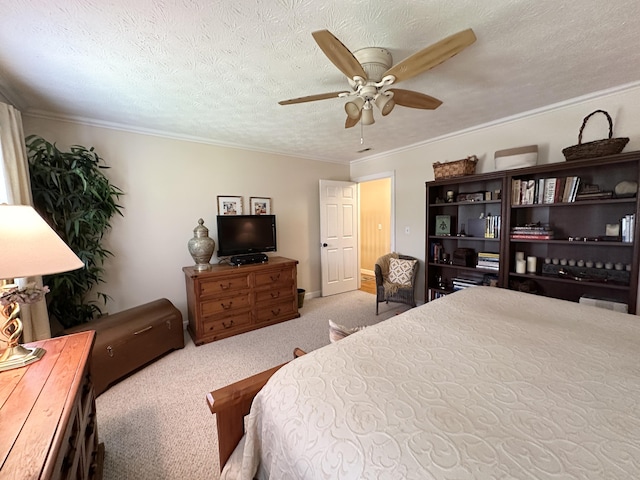 153 Pine Trail Rd, London, KY 40744 - carpeted bedroom featuring crown molding, a ceiling fan, and a textured ceiling