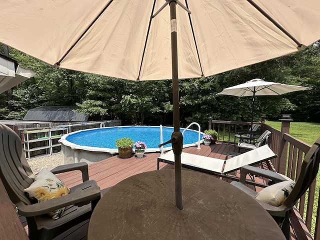 153 Pine Trail Rd, London, KY 40744 - outdoor pool with a wooden deck and a fenced backyard