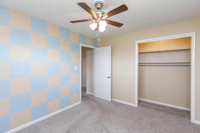 9581 Harrodsburg Rd, Wilmore, KY 40390 - unfurnished bedroom featuring light colored carpet, a closet, and ceiling fan