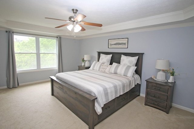 5420 Kiddville Ln, Lexington, KY 40515 - bedroom with light carpet, baseboards, ornamental molding, and a ceiling fan