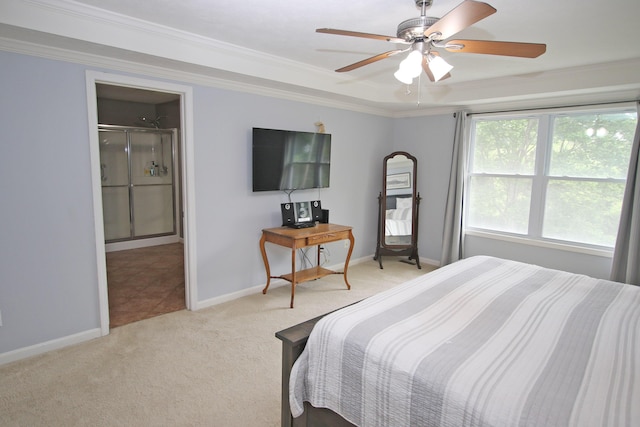 5420 Kiddville Ln, Lexington, KY 40515 - bedroom with carpet flooring, ornamental molding, baseboards, and ceiling fan