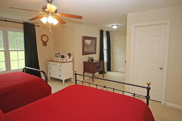 5420 Kiddville Ln, Lexington, KY 40515 - bedroom featuring light colored carpet, baseboards, and ceiling fan