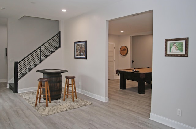 5420 Kiddville Ln, Lexington, KY 40515 - corridor with wood finished floors, baseboards, stairs, and recessed lighting
