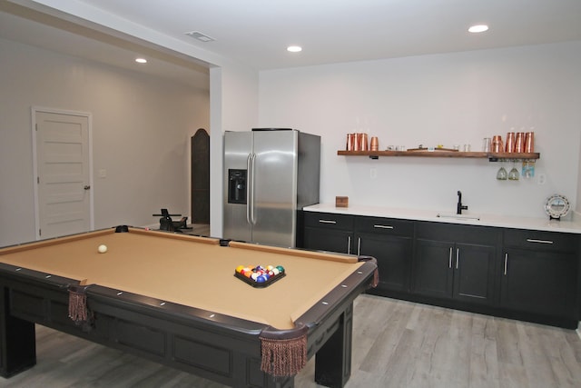 5420 Kiddville Ln, Lexington, KY 40515 - rec room with light wood-style flooring, wet bar, pool table, and recessed lighting