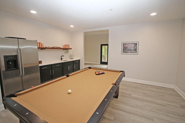 5420 Kiddville Ln, Lexington, KY 40515 - game room featuring pool table, light wood finished floors, baseboards, recessed lighting, and a sink
