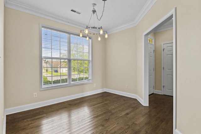584 Southpoint Dr, Lexington, KY 40515 - empty room featuring dark wood-style flooring, a chandelier, and ornamental molding
