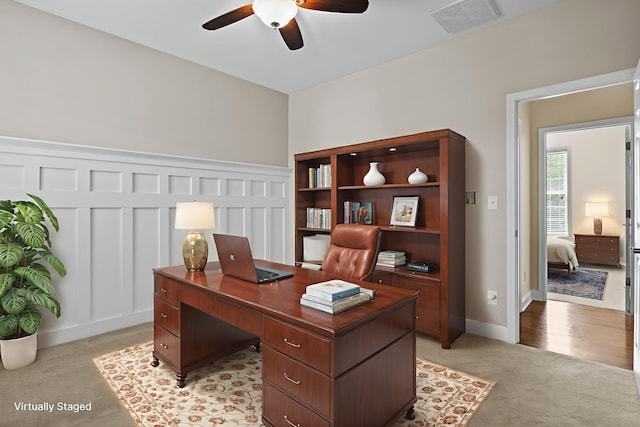 584 Southpoint Dr, Lexington, KY 40515 - office area featuring a ceiling fan and light carpet