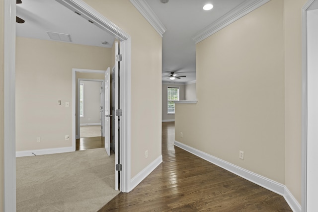 584 Southpoint Dr, Lexington, KY 40515 - hall featuring crown molding and dark wood-style floors