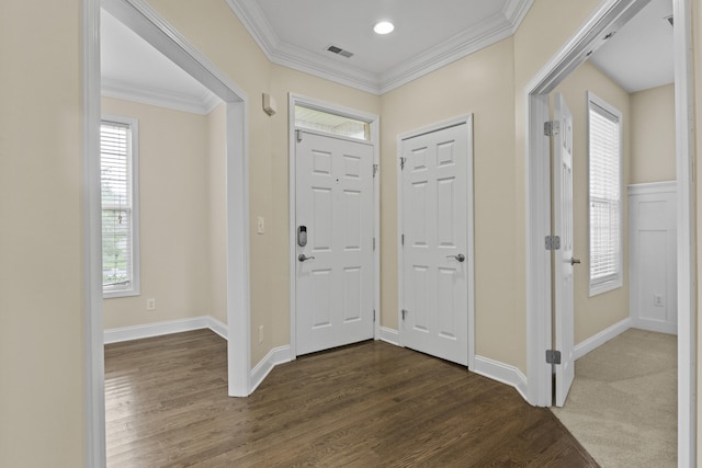 584 Southpoint Dr, Lexington, KY 40515 - entryway with dark wood-style flooring, crown molding, and plenty of natural light