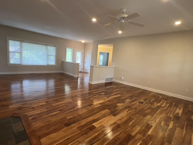 131 Betsy Ross Ln, Danville, KY 40422 - empty room featuring dark wood finished floors, a ceiling fan, recessed lighting, and baseboards
