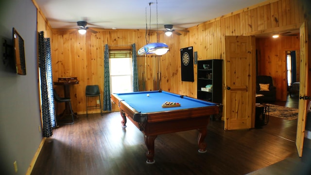 16 Hardwood Hl, Salt Lick, KY 40371 - playroom featuring ceiling fan, pool table, wooden walls, and wood finished floors