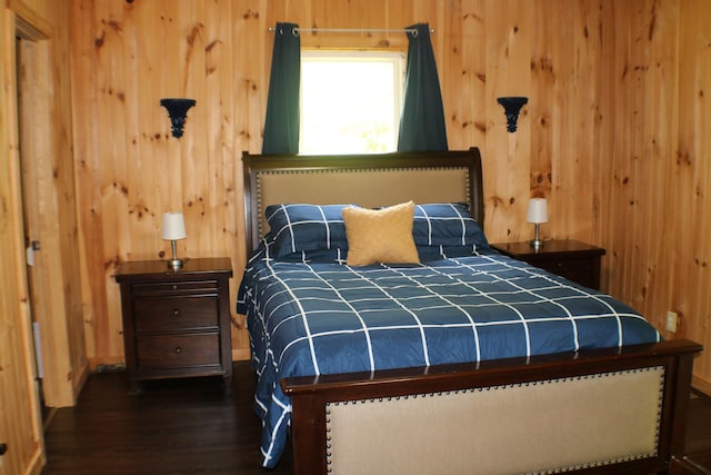 16 Hardwood Hl, Salt Lick, KY 40371 - bedroom with dark wood-type flooring, wood walls, and baseboards