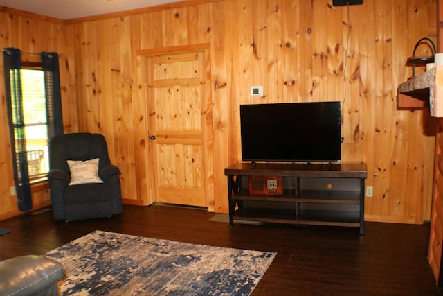 16 Hardwood Hl, Salt Lick, KY 40371 - living room featuring wood walls, wood finished floors, and baseboards