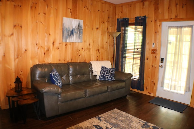 16 Hardwood Hl, Salt Lick, KY 40371 - living room featuring wood finished floors, plenty of natural light, and wood walls