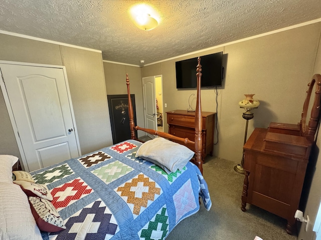 115 Wolf Creek Crossing Rd, Nancy, KY 42544 - bedroom with carpet, a textured ceiling, and ornamental molding
