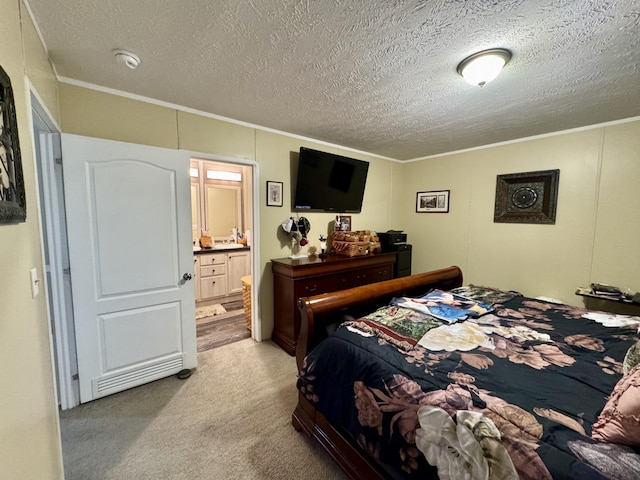 115 Wolf Creek Crossing Rd, Nancy, KY 42544 - carpeted bedroom with ornamental molding, a textured ceiling, and connected bathroom