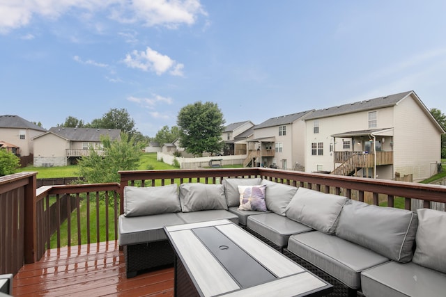 3008 Roundway Down Ln, Lexington, KY 40509 - wooden deck with a residential view, an outdoor living space, and stairs