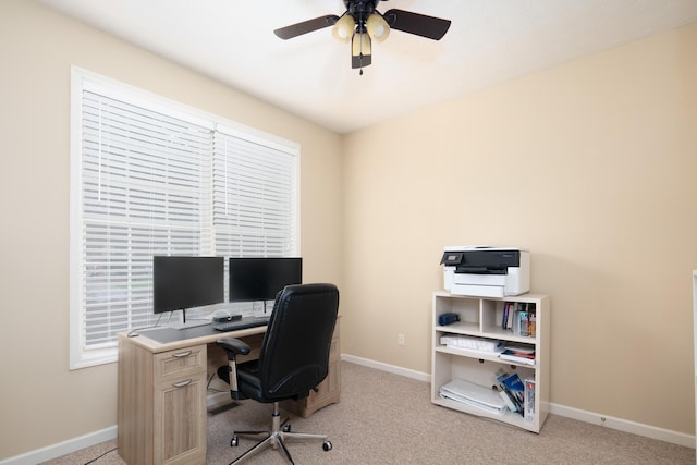 3008 Roundway Down Ln, Lexington, KY 40509 - office space with light carpet, baseboards, and ceiling fan