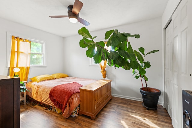 1716 Biloxi Ct, Lexington, KY 40505 - bedroom featuring a closet, wood finished floors, and a ceiling fan