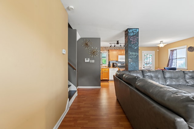 1716 Biloxi Ct, Lexington, KY 40505 - living room with stairway, light wood finished floors, and baseboards